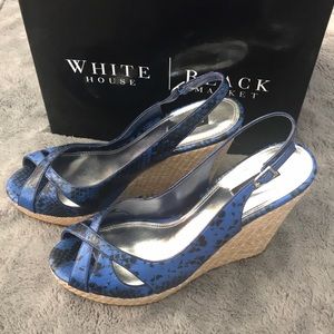 White House Black Market blue snake skin heels!